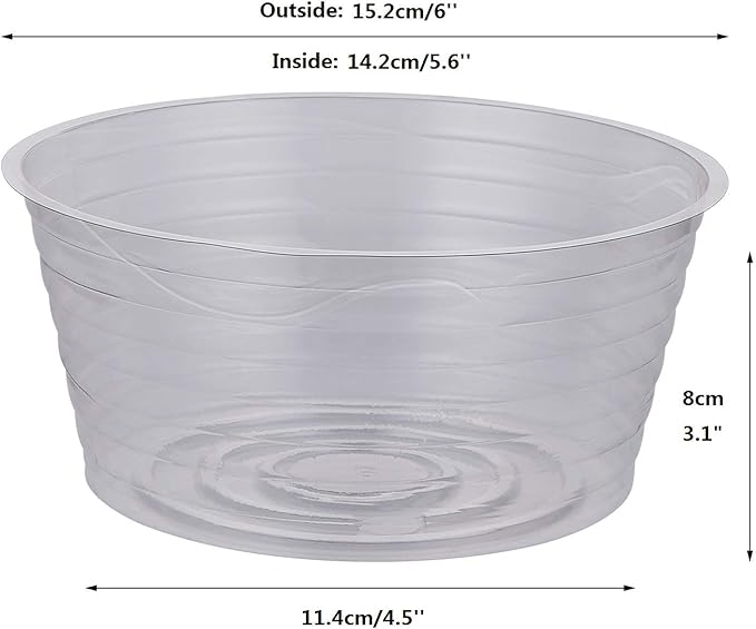 Idyllize 10 Pieces of 6 Inch Clear Thin Deep Plastic Plant Saucer Drip Tray for Pots (6'')
