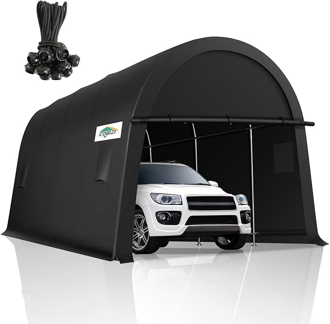 COBIZI Carports 10x20 Heavy Duty Car Canopy Garage with Removable Doors & Vents, Large Space Galvanized Frame Portable Carport Canopy Outdoor Storage Shelter with All-Season Tarp for Car Boat Truck