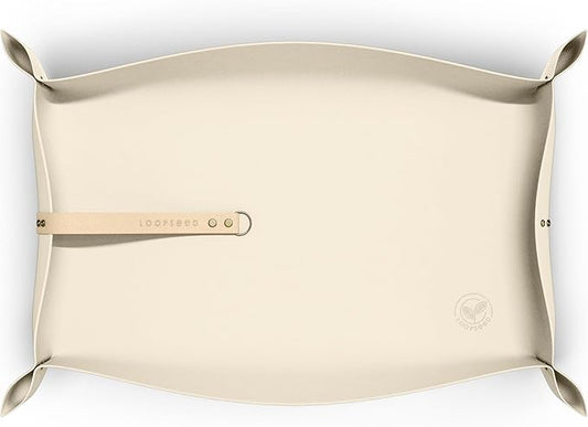 Vegan Leather Plant Repotting Mat Transplanting Mat for Indoor Gardening Waterproof Tray Mess Control Easy Clean Easy Storage 30” x 20” (Fawn Beige)