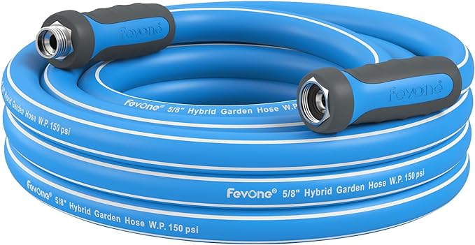 Fevone Garden Water Hose with Solid Aluminum Fittings for Patio & Garden, Drinking Water Safe, 5/8" x 12 ft