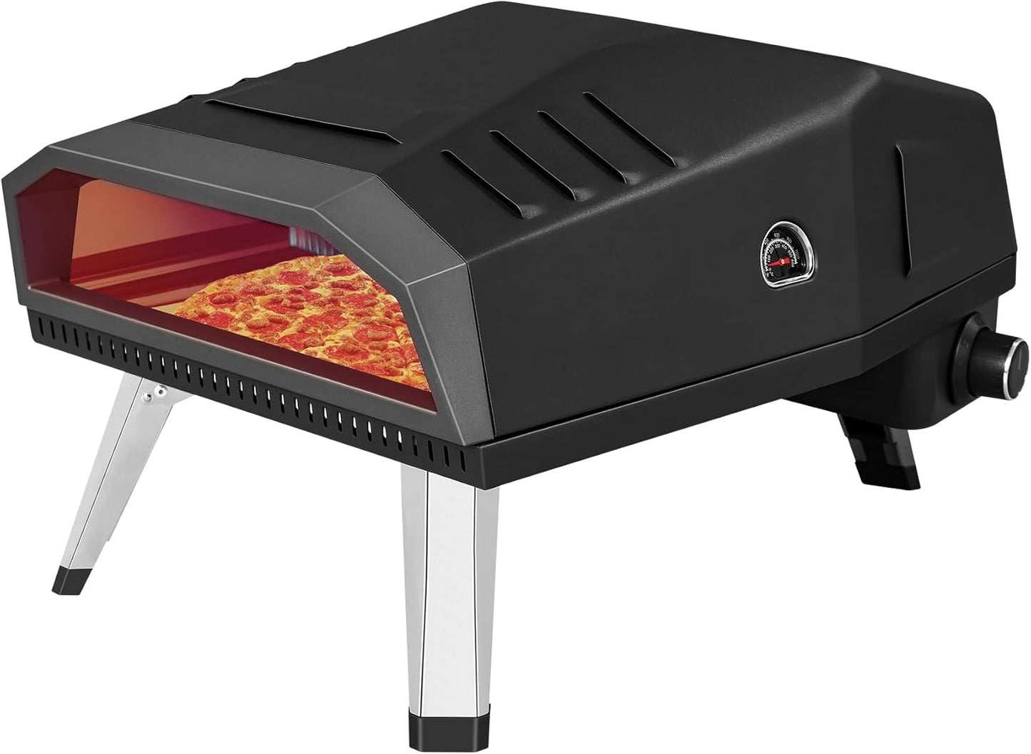 12" Pizza Oven, BOINN Pizza Oven Outdoor with Folding Design, Portable Outdoor Propane Gas Oven with Integrated Thermometer for Backyard, Camping, Picnic