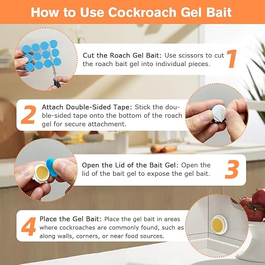 36 Pack Cockroach Gel Bait, Highly Effective Roach Gel Bait Indoor Infestation Solution, Fast Acting Cockroach Killer Indoor Home Kitchen Use, Easy to Apply & No Mess Roach Bait, Long-Lasting