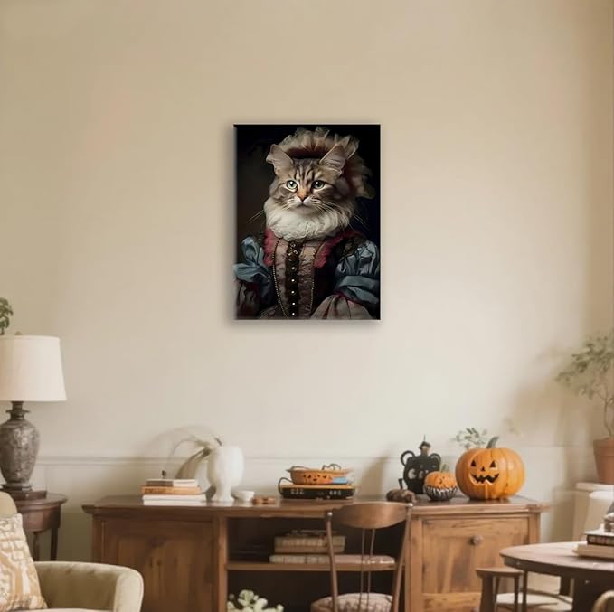 Cat Lovers Gift - 11.5x15 inch Framed Canvas Wall Art for Bathroom, Office, Living Room Persian Cat Art for Home Decor, Unique Housewarming Gift Idea