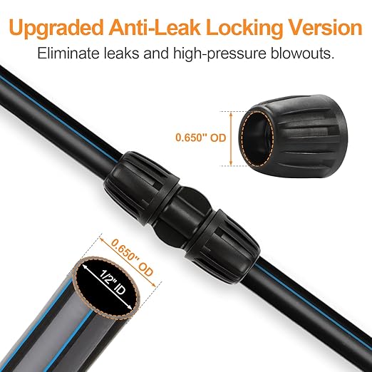 1/2 Inch Drip Irrigation Coupling Fittings, 12 Pieces Barbed Locked Coupler Connectors for 1/2 Inch Irrigation Tubing (1/2" ID x 0.640" OD) Anti-leak Straight Coupling for Garden Drip Systems