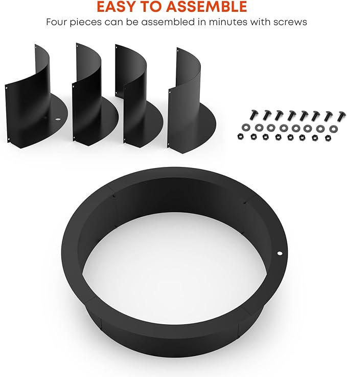 Stanbroil 42" Outdoor Fire Pit Ring Insert for Wood Burning, Heavy Duty Steel Round Fire Pit Ring Liner for Outside, 42" Outer/36 Inner DIY Camping Firepit Above or In-Ground, Backyard Bonfire