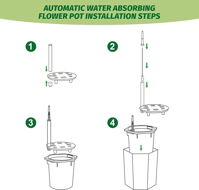 Hexagon Flower Pot, Self-Watering Planter with Water Level Monitoring, Bottom Wheels and Water Outlet, Outdoor & Intdoor Planter Box for Garden, Patio, Balcony, Lounge, White