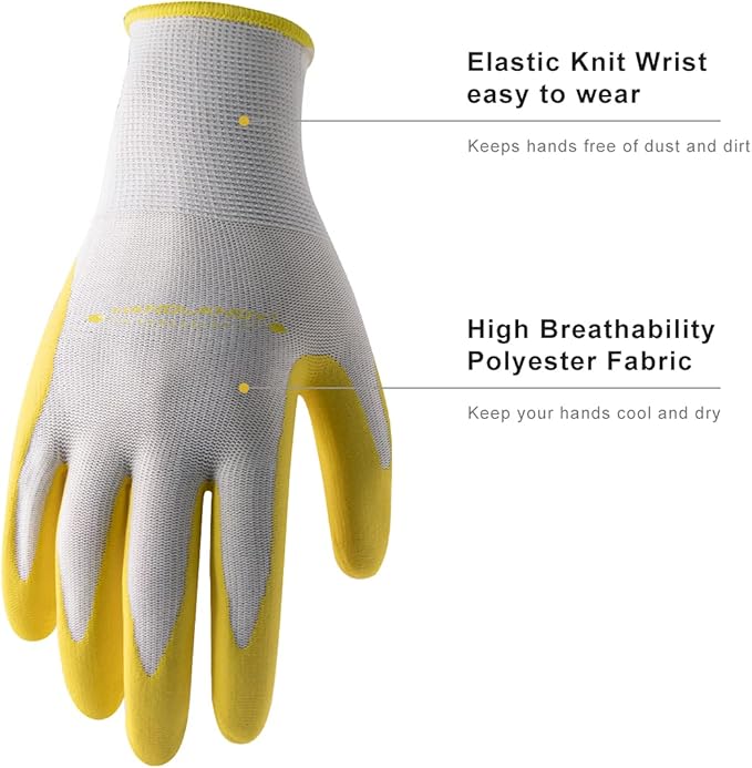HLDD HANDLANDY Gardening Gloves for Women, Womens Work Gloves with Foam Nitrile Coating, 6&3 Pairs Garden Gloves DIY Gloves