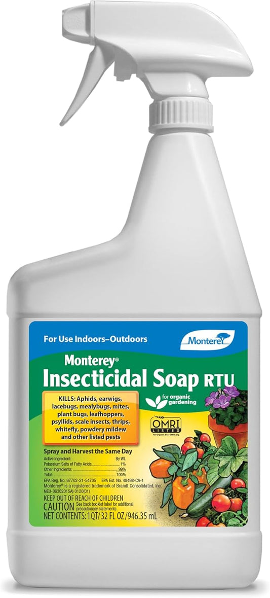 Monterey Insecticidal Soap - RTU - Ready to Use - 1 Quart - for Organic Gardening