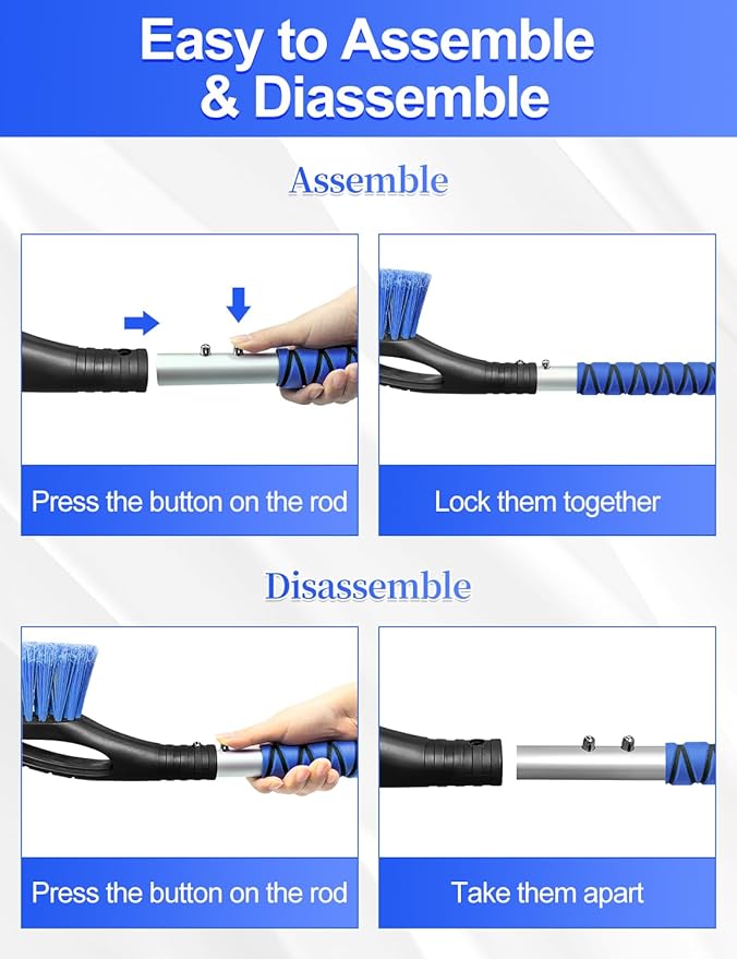 HEEYA 42.2 Inch Ice Scraper and Brush for Car, Snow Brush and Ice Scraper for Windshield Window, Car Snow Scraper with Foam Grip for SUV Truck Jeep Vehicle - Blue