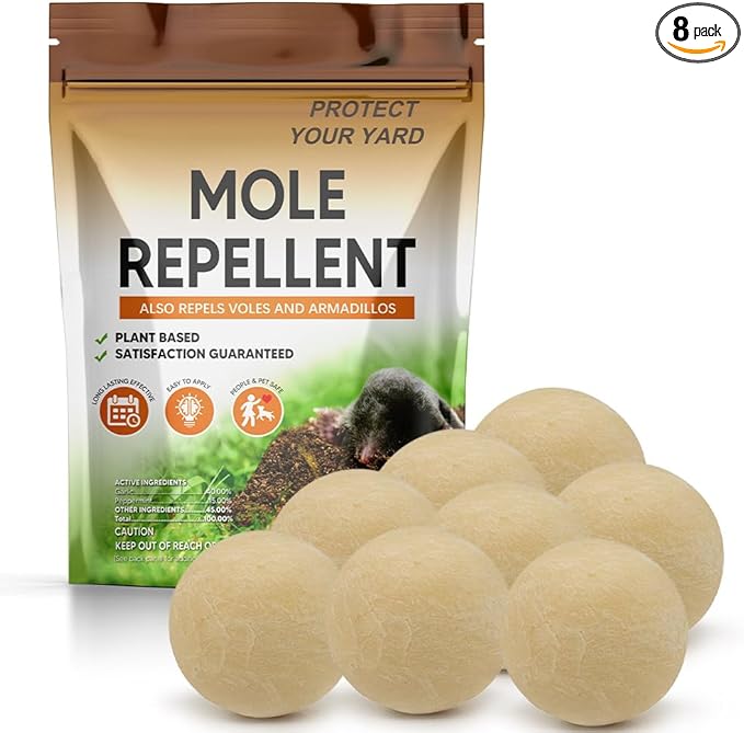 Mole Repellent for Lawns, Gopher Repellent Outdoor, Moles Control, Vole Repellant Groundhog Repellant for Your Lawn and Garden (1.5 Ounce (Pack of 8))