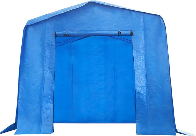 6x10x6 FT Outdoor Storage Shelter Carport, Portable Storage Tent with Roll-up Door, Waterproof Outdoor Carport for Bike, Lawn Mower, ATV Storage (Blue)