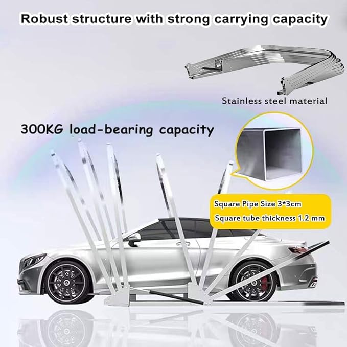 Heavy Duty Stainless Steel Carport, Retractable Car Awning, Semi-Automatic Mobile Folding Garage for Outdoor,Lockable,Durable Shelter,Grey (L5.9 * W2.7 * H2.45m)