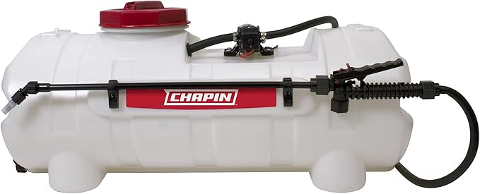Chapin 97200E Made in the USA 15 Gallon ATV/UTV 12 Volt Mounted Spot Sprayer With 6 Inch Wide Mouth, High Performing 12 V Diaphragm Pump and Filtration System and 18 Inch Spray Wand, Translucent White