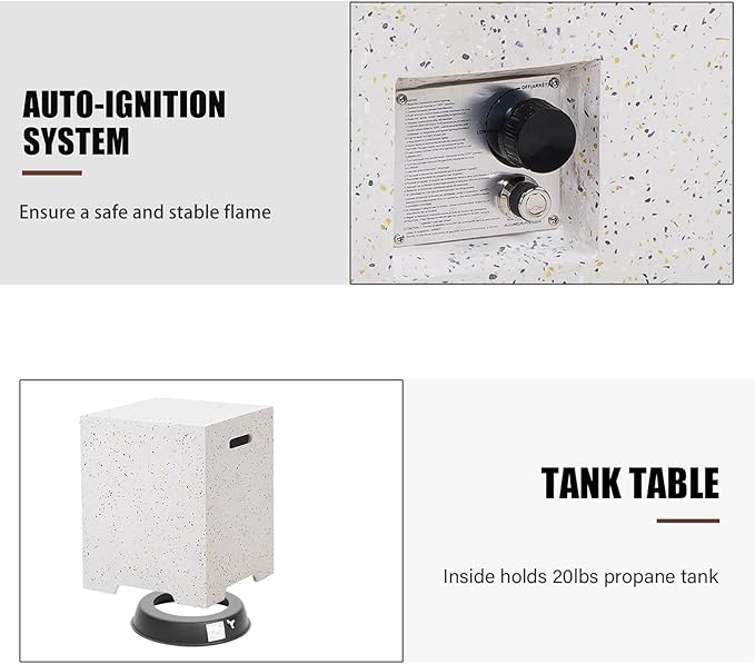 NAGA HABNA 41 Inch Propane Fire Pit Table, Rectangle Outdoor Fire Table w Tank Table (50,000 BTU), 3 Piece Gas Fire Pit w Glass Wind Guard and Blue Fire Glass for Garden, Pool, Backyard