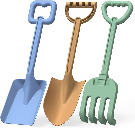 Dilabnba Heavy Duty Kids Snow Beach Shovels, Sand Shovels for Garden,Large Beach Spade Scoop Rake for Kids Toddlers, Long Handle ABS Plastic Shovel for Digging Snowing 3 PCS