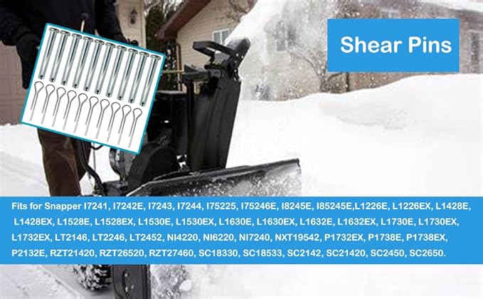 Replacement Snowthrowers Simplicity or Snapper Shear Pins for 703063, 1668344, 1686806yp 10 Pack