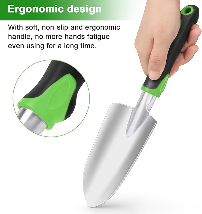 Garden Shovel Hand Trowel, Heavy Duty Hand Shovel with Ergonomic Handle,Garden Shovels for Digging, Rust Resistant Garden Spade Garden Tools for Garden Work, Green