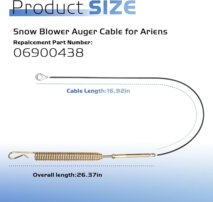 06900438 Snow Blower Auger Upper Traction Cable Fits for Ariens Compact 20 24 SNO-Tek 24 28 120V ST24 Snowblower Replacement Parts #24916003 AMP 24916303