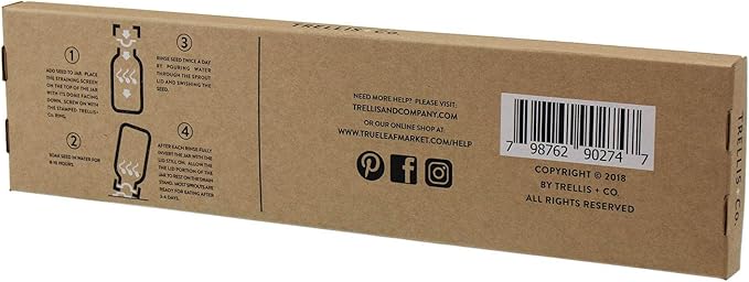 | Stainless Steel Sprouting Kit, 4 Pack with Sprouting Stands | Rust Proof 316 Stainless, Curved Mesh, Fits Most Wide Mouth Mason Jars | Grow Your Own Organic Sprouts from Seeds