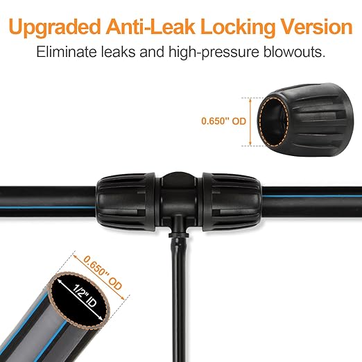 12 Pcs Barbed Tee 1/2 Inch To 1/4 Inch Irrigation Tubing Fittings, 1/2 Inch(1/2" ID x 0.65" OD) To 1/4 Inch Irrigation Adapter 16mm Hose Locked T Reducer To 1/4" Water Line Connection