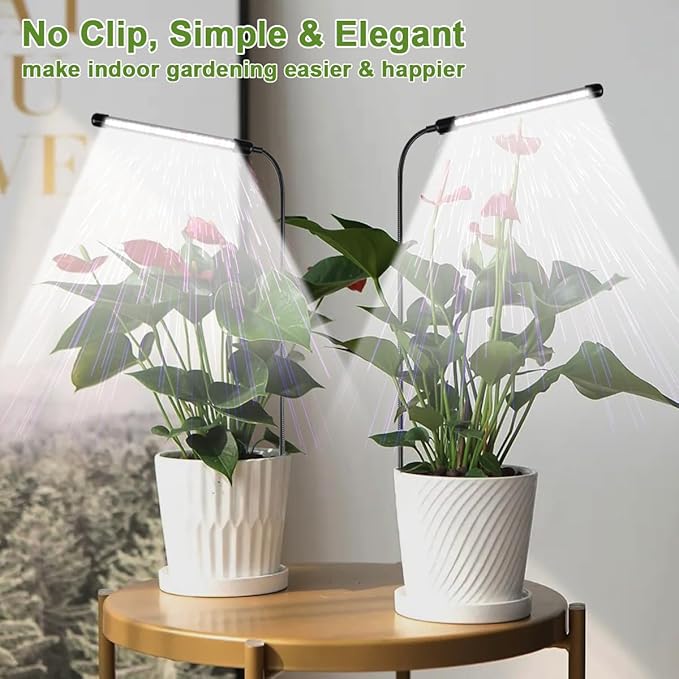 Grow Light 2 Pack, 6000K Full Spectrum Gooseneck Growing Lamp for Indoor Pot Plants Bonsai/Plant/Houseplants, Dimmable & Auto Timer 4 8 12H