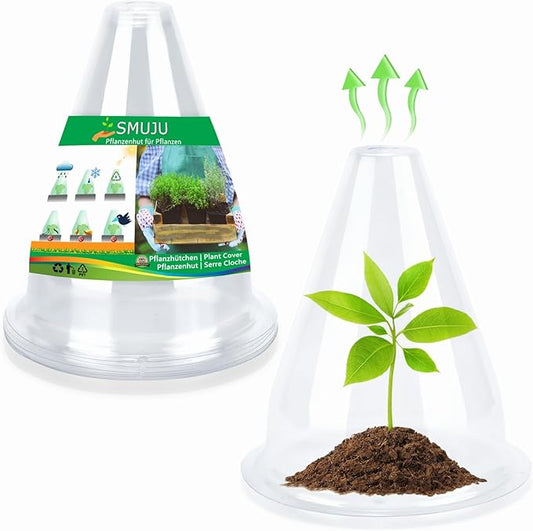 【12 Pieces】 Garden Cloches for Plants, Plant Covers Plant Protectors Transparent Bell Jar Cloches to Protect Plants from Birds, Slugs, Frost, Freeze Weather, 7.8" D x 9.4" H, Transparent