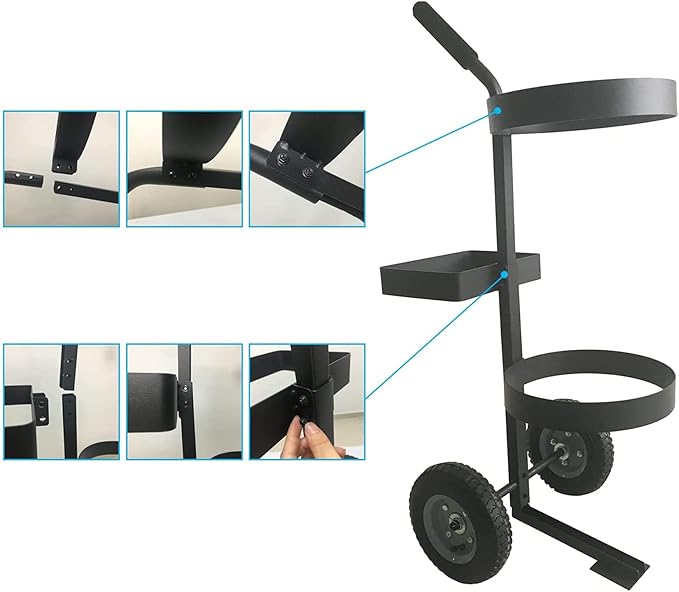 biosp Garden Carts Heavy Duty Rolling Lawn Yard Mobile Gardening Trolley Wheeled with 5 Gallon Bucket Oxford Bag Tool Organizer Storage