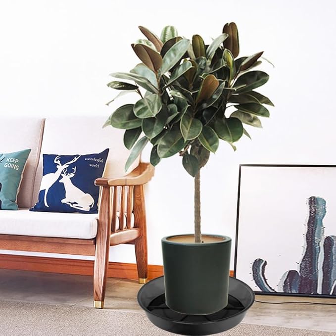 Large Plant Saucer 16 Inch 2 Pack, Plant Trays for Pots Heavy Duty Round Plastic Plant Saucers for Indoors Outdoors, Clear Black Flower Plant Pot Saucer, Flower Pot Drip Trays, Plant Pot Tray