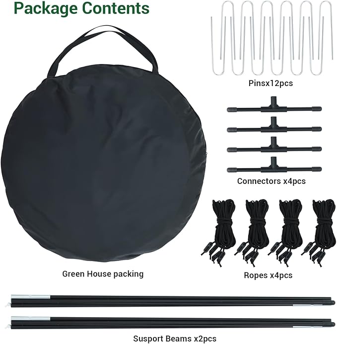 Ohuhu Pop Up Greenhouse for Outdoors, Portable Walk-in Mini Green House with Removable PE Mat & Mesh Window Fast Set-up GreenHouses for Indoor Outside Protecting Plant from Cold Frost & Birds