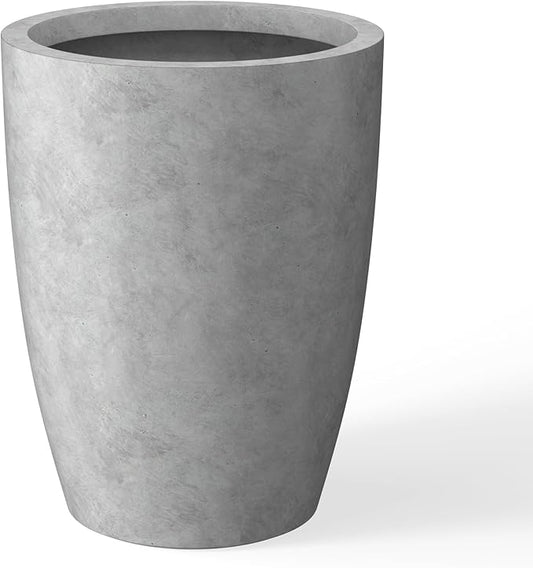 Kante 18.1" H Tall Round Concrete Planter for Outdoor Indoor, Modern Decorative Plant Pots with Drainage Hole & Rubber Plug for Home & Garden Natural Concrete