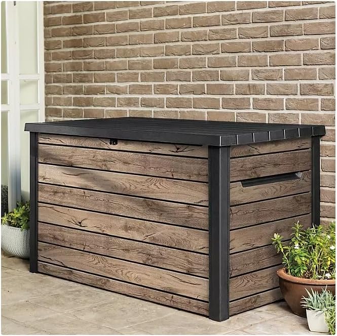 Nature Wood Design Storage Box, Weather-Resistant Deck Container, Perfect for store anything Indoor and Outdoor. (Natrul Wood Brown, 230 Gallon(32.7" D x 57.8" L x 33.8" W))