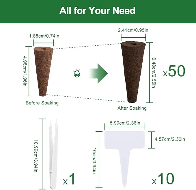 61 Pack Grow Sponges, Replacement Root Growth Sponges Seed Pods Compatible with AeroGarden, Compatible with Hydroponics Growing System Kit, Includes 10 Plant Labels and 1 Tweezers