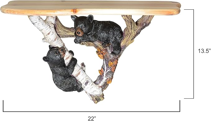 Black Forest Décor Bear on Tree Wall Shelf