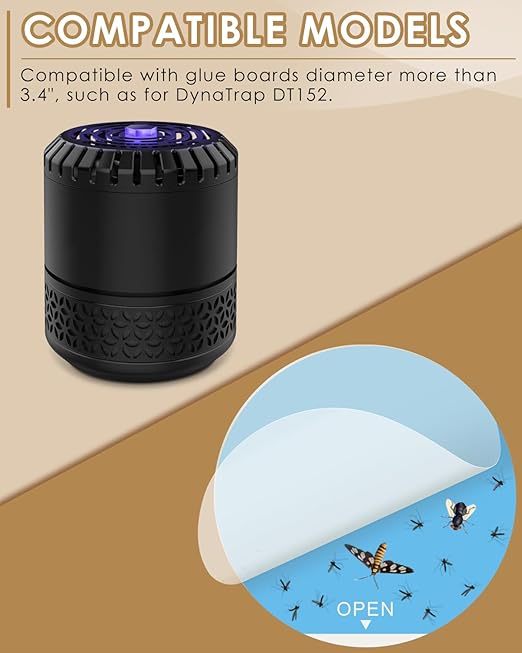 80 Pack 3.4” Replacement Refills for DynaTrap DT152, Indoor Glue Boards Refill Sticky Cards Compatible with DynaTrap DT152, for Katchy Duo and Other Models