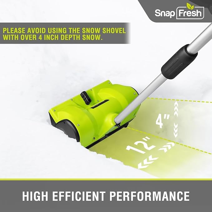 SnapFresh 20V Snow Shovel Cordless,12” Electric Snow Thrower kit,with 2 Pack 4.0Ah Batteries and Fast Charger(Green)
