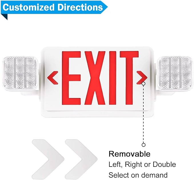 SPECTSUN 10 Pack LED Emergency EXIT Sign Lighting Combo- 120-277V Emergency Exit Lights for Home Power Failure-UL 924 Certified Commercial Emergency Light Fixtures (SPJLEC2RW-WT-10)