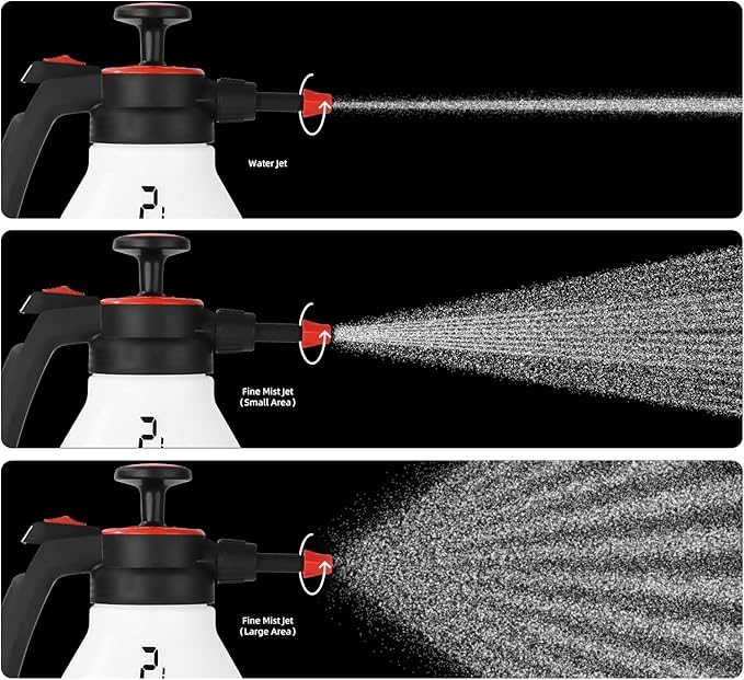 FOSHIO 0.53 Gallon Garden Pump Sprayer, 2L Portable Hand Pump Pressure Water Spray Bottles with Adjustable Nozzle Trigger Lock Sprayer for Home, Lawn and Car Detailing