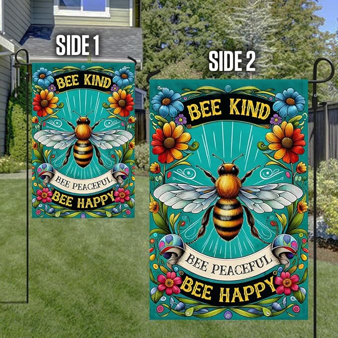American Flag-BEE Flags Bee Kind Peaceful Bee Happy MLN2815F, 3x5 ft. Flag-USA Premium Polyester-Decorative Indoor Outdoor