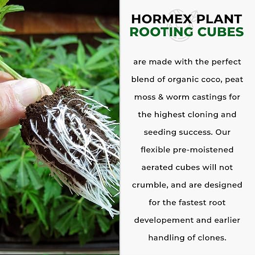 Hormex Rooting Powder #16 & Rooting Cubes Combo - Rooting Hormone for Hardwood Cuttings & Organic Peat Moss Coco Plugs - Fast, Healthy Root Growth for Propagation, Hydroponics, & Seed Starting