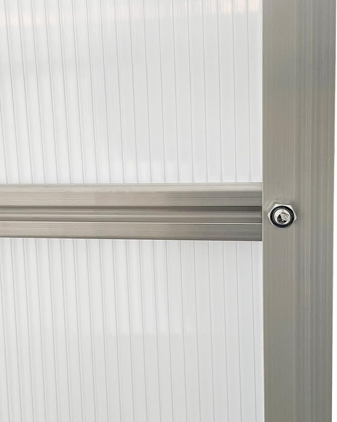 Outsunny 6' x 8' x 6.5' Polycarbonate Greenhouse with Adjustable Roof Vent, Walk-in Heavy Duty Green House Kit with Aluminum Frame, Sliding Door and Rain Gutter for Winter, Silver