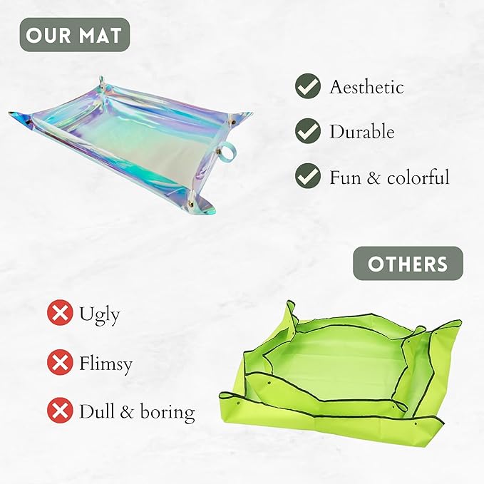 Plant Repotting Mat for Indoor Outdoor Gardening, Holographic Roll Out Potting Mat Tarp - Gifts for Plant Lovers Women (Blue)