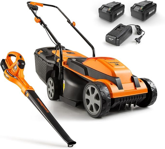 LawnMaster 24VMWBL 24V Max 13-inch Cordless Lawn Mower and Cordless Leaf Blower Combo with 2x4.0Ah Batteries and Charger