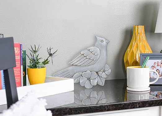 NAT & Jules Animal Character Shaped Dimensional Indoor Outdoor 11 inch Cast Resin Decorative Garden Stepping Stone, Patio, Walkway Sculpture Yard Art, Stone Grey Cardinal