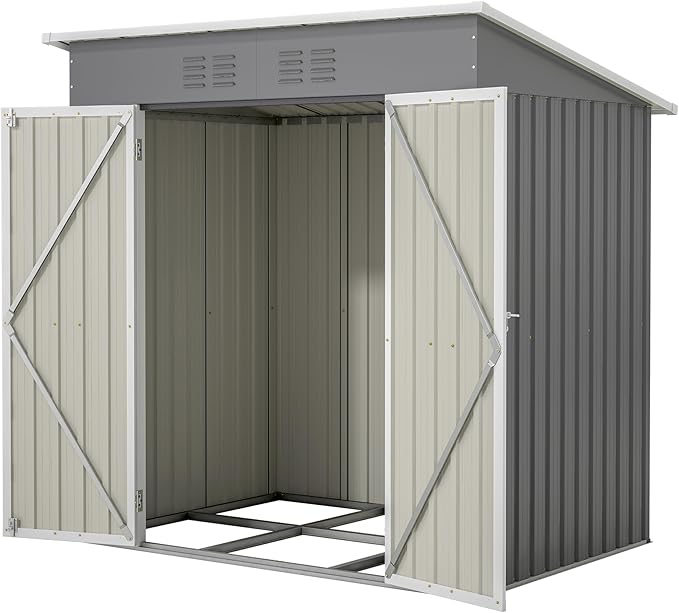 Ball & Cast 6x4FT Storage Shed with Lockable Door,Heavy Duty Outdoor Metal Sheds with Punched Vent, Waterproof Tool Sheds for Garden,Backyard,Lawn,Easy to Assemble,Gray