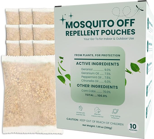 Mosquito Repellent Outdoor Patio Indoor Plant-Based Mosquito Deterrent Pouches 10 Pouches Long-Lasting Mosquito Control for Home Camping Hiking
