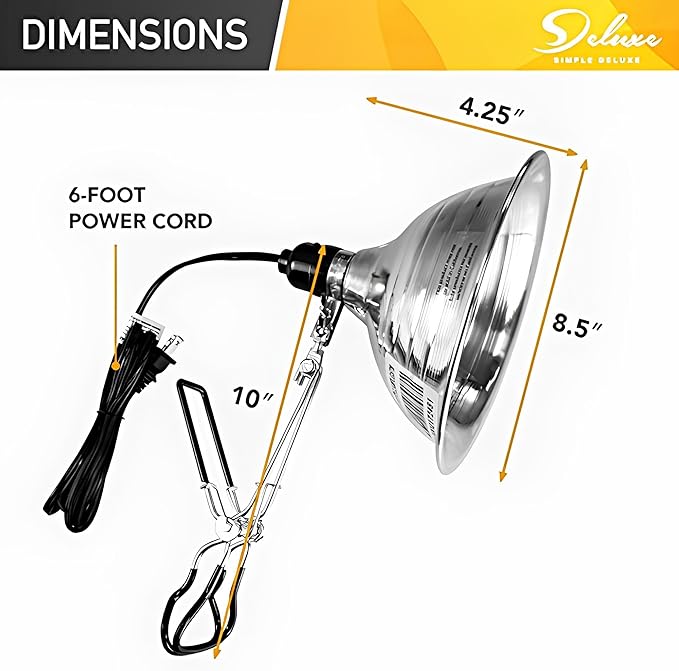 Simple Deluxe Clamp Lamp Light 8.5 Inch Adjustable Aluminum Reflector, Suit for E26 Socket Max 150 Watt Lamp (No Bulb Included), 6 Feet 18/2 SPT-2 Cord, Upgrade Tight Grip, 2 Pack