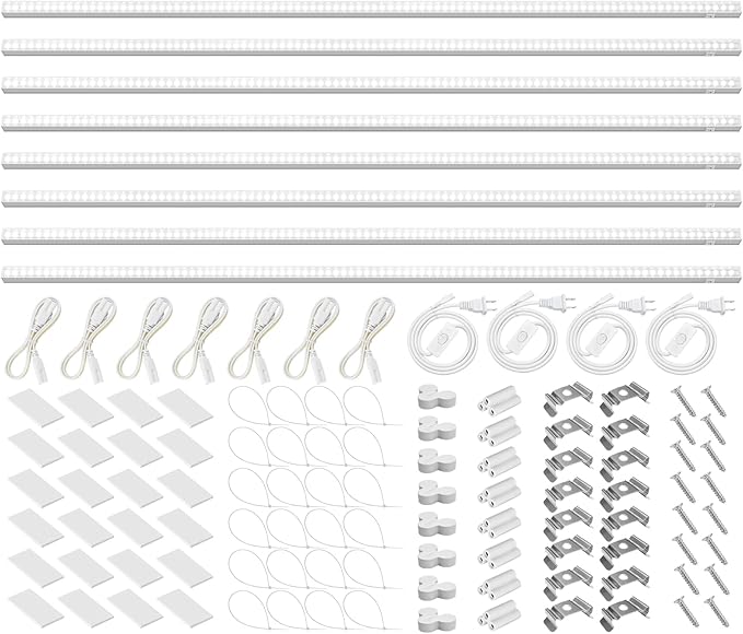 Barrina T5 Grow Lights for Indoor Plants, 4FT 160W (8 X 20W) Full Spectrum Grow Light with Separate Switch, Linkable Grow Lamp, Indoor Plant Lights for Growth, Plug and Play, 5000K, 8 Packs