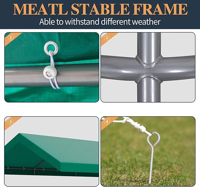 Shintenchi 10x20ft Heavy Duty Carport with UV Resistant Canopy, Powder-Coated Steel Frame, Easy to Assemble Portable Garage, Stable Carport for Car, Bike, Camp, Outdoor Storage (Green)