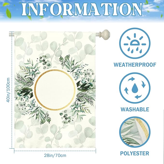 Personalized Monogram Garden Flag Custom Initial Outdoor Yard Flags Seasonal Decoration Double Sided Polyester House Banner for Family Home Porch Lawn Patio Welcome Sign 28 x 40 Inch