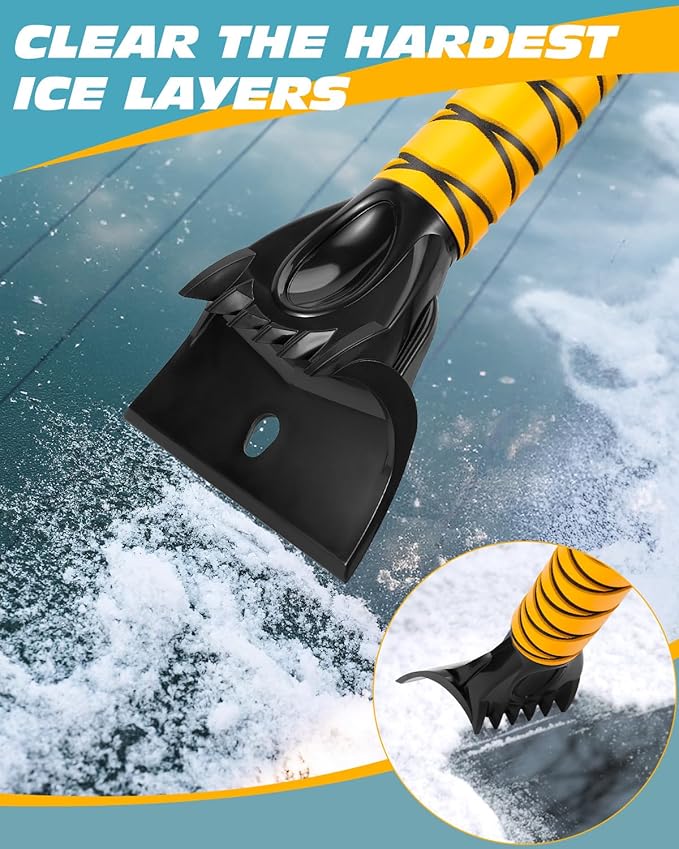 44.5" Ice Scraper for Car Windshield, Extendable Snow Brush with 270° Pivoting Brush Head and Foam Grip for Car Auto Truck SUV